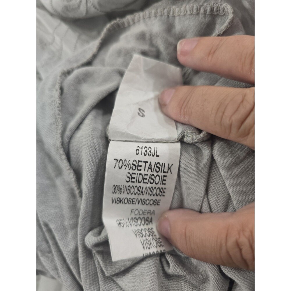 Tempo Paris Silk Blend Top Womens Oversized Small Gray Embroidered Peasant Boho - Picture 7 of 8